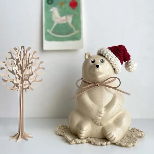 しろくま貯金箱 お着替え 三角帽子 クリスマス 北欧 その他インテリア