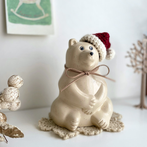 しろくま貯金箱 お着替え 三角帽子 クリスマス 北欧 その他