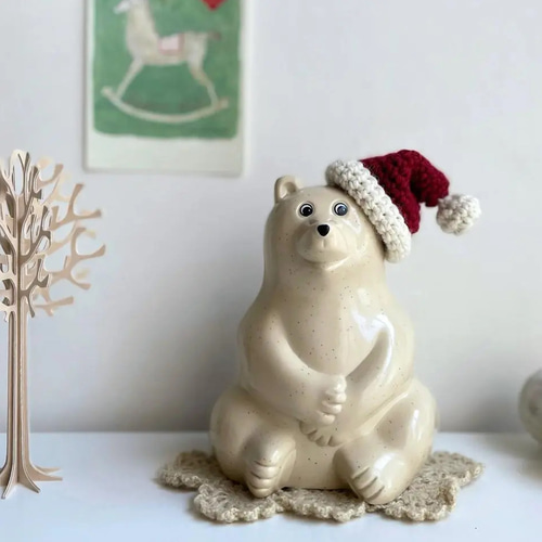 しろくま貯金箱 お着替え 三角帽子 クリスマス 北欧 その他インテリア