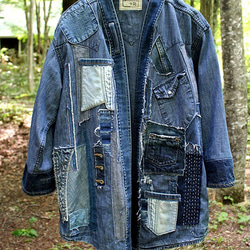 SAYOCAFE再構築、デニムパッチワーク襤褸テイスト半纏 SAYOCAFE再構築、デニムパッチワーク襤褸テイスト半纏 SAYOCAFE再構築