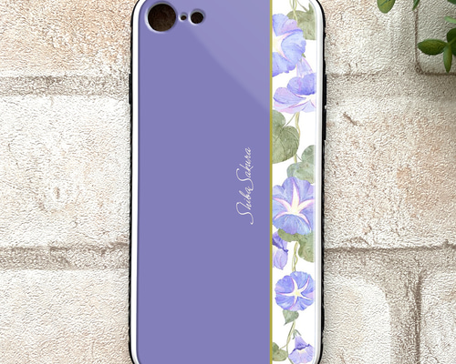 セール 国内 油絵 スマホケース【青と紫薔薇】iPhone8Plus