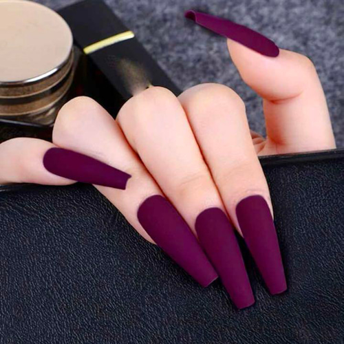 N317》既成ネイルチップ24枚セット 紫 赤 ボルドー パープル 成人式