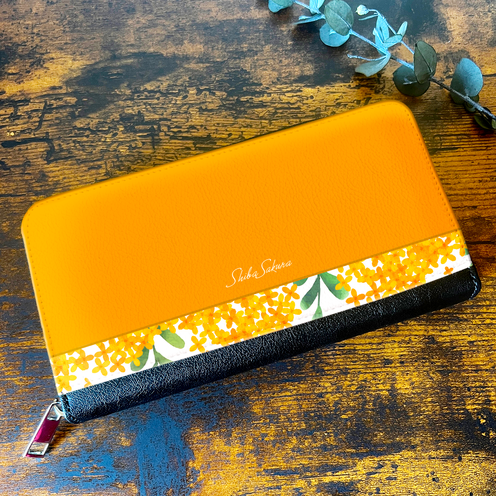 キンモクセイの長財布（濃橙） 金木犀 花 財布 長財布