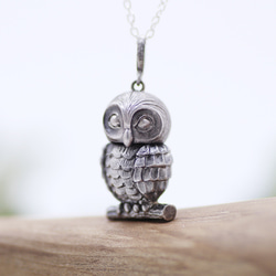 ネックレス木製ウッドオウルフクロウチェーン45cm