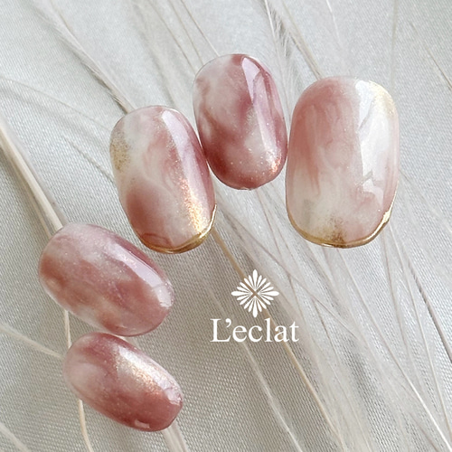 くすみピンクニュアンスマーブル/ニュアンスネイル/マーブルネイル  