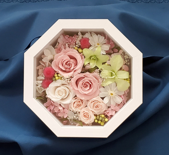 お花満開のフレーム 八角形のボックスフレーム 敬老の日、母の日など