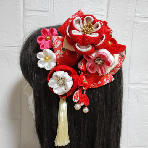 髪飾り 髪飾り赤 リボン赤 成人式髪飾り 卒業式髪飾り 七五三髪