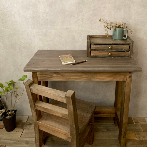 アクセサリー収納としても使える アンティーク風 小物入れ 木製2段