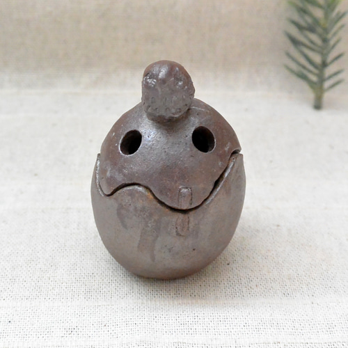 香炉 陶器 手作り 茶色フクロウの香炉 お香立て こげ茶 ふくろう 鳥 野生 手作り陶芸