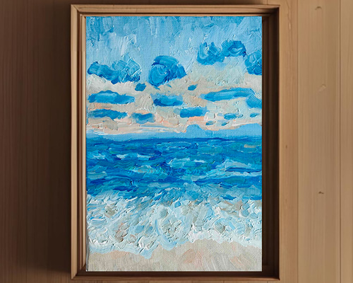 16×23㎝「朝の海6」サムホール・油彩画・原画 絵画 かいがの