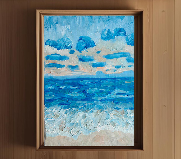 16×23㎝「朝の海6」サムホール・油彩画・原画 絵画 かいがの