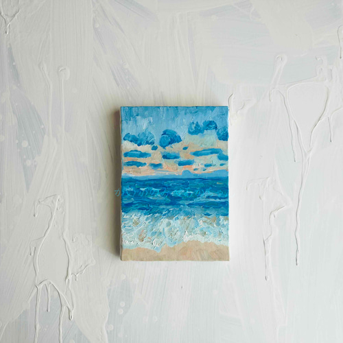 16×23㎝「朝の海６」油彩・原画・サムホール 16×23㎝「朝の海6」サムホール・油彩画・原画 絵画 かいがの