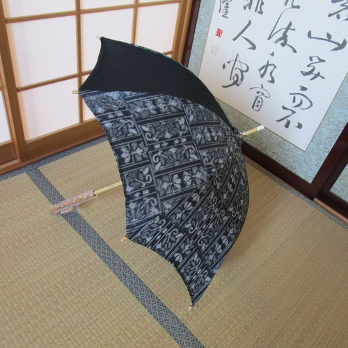 リメイク　 日傘　 ハンドメイド　 和装小物　 長傘　 白大島 リメイク 日傘 ハンドメイド 和装小物 長傘 白大島 白大島の日傘
