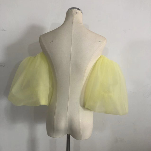 可愛い 取り外し袖 イエロー パフスリーブ ストレッチ ソフトチュール  