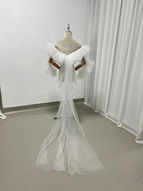 ドレスアレンジ用トップスのみ オフホワイト ソフトチュール ベール風ポンチョ 人気上昇！ ドレスアレンジ用トップス ボレロのみ ソフト