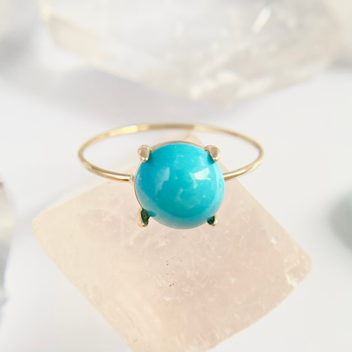 k10 ターコイズリング　k10トルコ石リング K10 天然トルコ石リング （選べるサイズ）スリーピングビューティー産