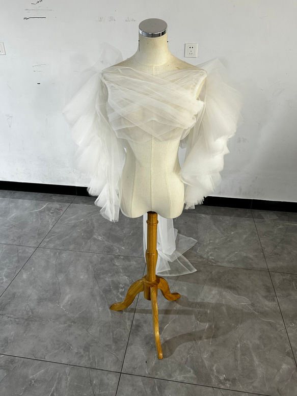 人気上昇！ホワイト トップス ソフトチュール フランス風 可愛い 結婚式 結婚式 XL ドレス