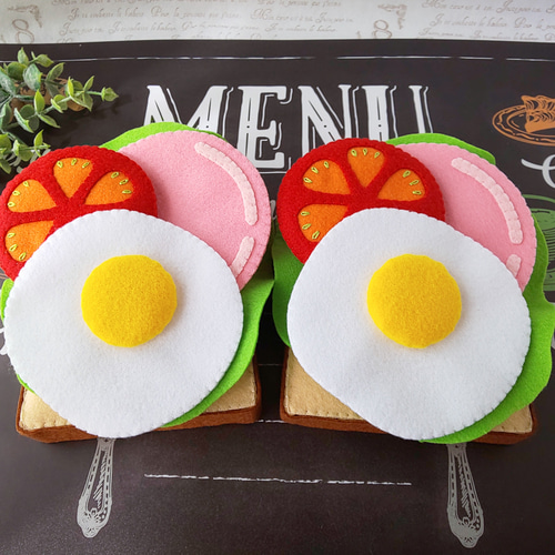 送料無料キャンペーン！】フェルトのおままごと＊目玉焼きトースト