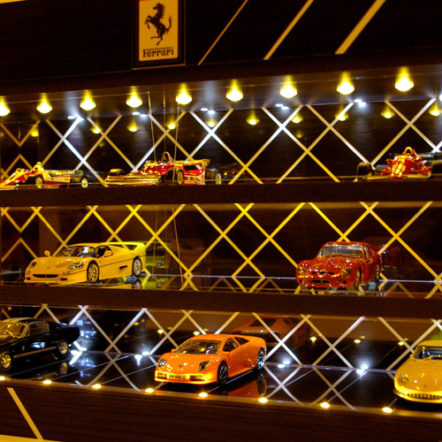 1/43展示21台可・BK-O＆WH・3層式ディスプレーBOX / LED30灯 