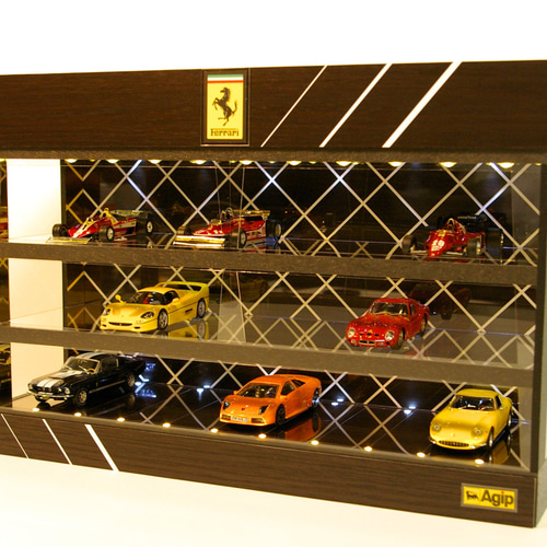 1/43展示21台可・BK-O＆WH・3層式ディスプレーBOX / LED30灯 