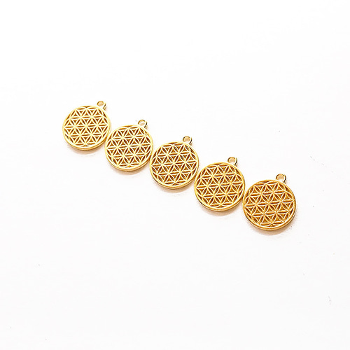 フラワーオブライフ　オルゴナイト訳あり フラワーオブライフ チャーム 5個セット ゴールド シルバー