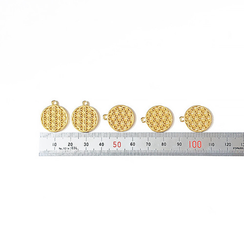 フラワーオブライフ チャーム 5個セット ゴールド シルバー