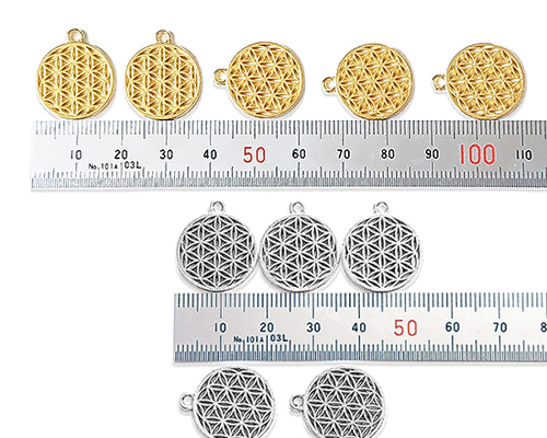 フラワーオブライフ チャーム 5個セット ゴールド シルバー