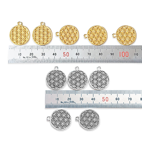 フラワーオブライフ チャーム 5個セット ゴールド シルバー