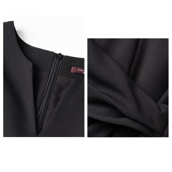 Vネックワンピース　ノースリーブワンピース　可愛いウエストワンピース　ブラック　S-XL#555 15枚目の画像