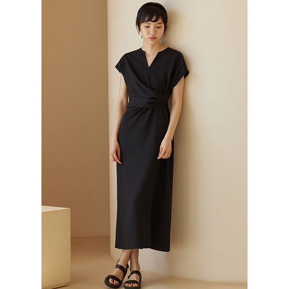 Vネックワンピース　ノースリーブワンピース　可愛いウエストワンピース　ブラック　S-XL#555 14枚目の画像