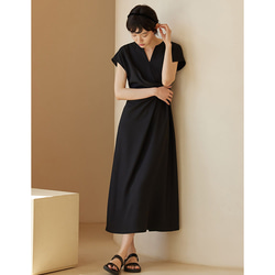 Vネックワンピース　ノースリーブワンピース　可愛いウエストワンピース　ブラック　S-XL#555 10枚目の画像