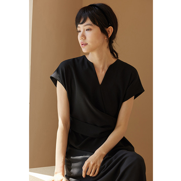 Vネックワンピース　ノースリーブワンピース　可愛いウエストワンピース　ブラック　S-XL#555 7枚目の画像