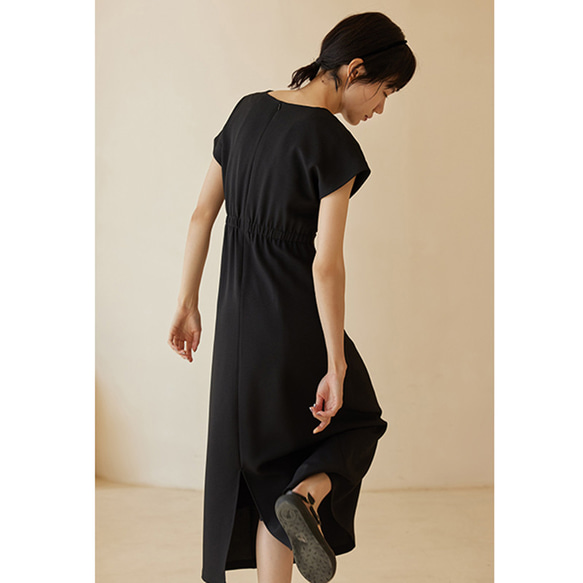 Vネックワンピース　ノースリーブワンピース　可愛いウエストワンピース　ブラック　S-XL#555 9枚目の画像