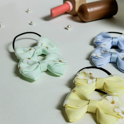 No.407 ヘアゴム　キッズ　リボン　ハンドメイド　ツイン No.407 ヘアゴム キッズ リボン ハンドメイド ツイン