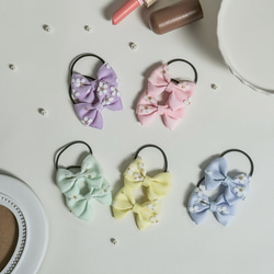 ツインヘアゴム】キッズ リボン ツインテール パステルカラー チュール