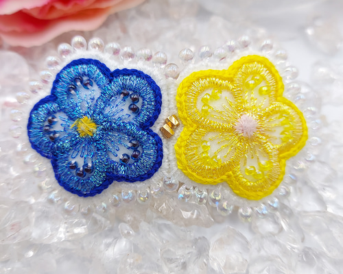 ヘアアクセサリー バレッタ 花×花ー32 バレッタ にゃんみの仕事屋 通販
