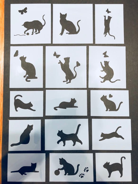 ステンシルシート　猫　ねこ 1枚目の画像