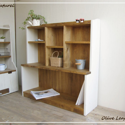 サイズ、デザインオーダー可！幅広デザインラック○シャビーブラウン