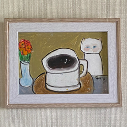 絵画。原画手描【シャム猫たちはデート記念日のためにさくらんぼケーキ