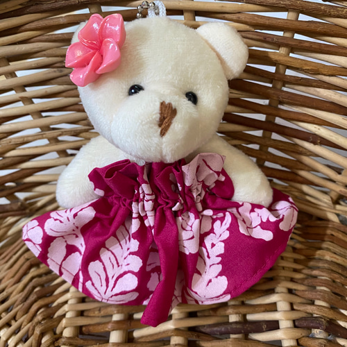 ハワイ くま 人形 ぬいぐるみ ストラップ キーホルダー フラダンス  