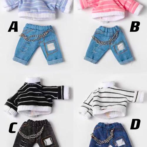 オビツ11などの1/12素体服 ドール服 ねんどろいど服 ストライプの服