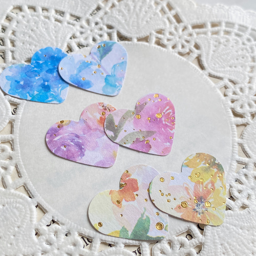 クラフトパンチセット ハートL・Mサイズ120枚 【カラー&花柄】 紫陽花