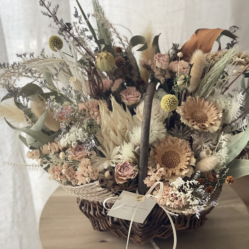 ドライフラワーのナチュラルバスケット】ドライフラワー バスケット