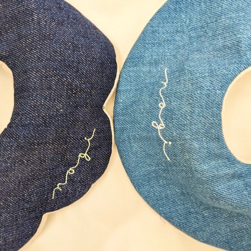 ご予約受付中　ハンドメイド　まんまるスタイ　ヴィンテージデニム　ブルー　男の子 まるでデニム！なスタイ ￤デニム風生地￤もくもくスタイ￤まんまる