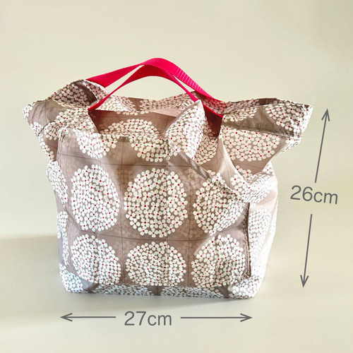 水平に運べるエコバッグ(あじさいピンク) / コンビニサイズ / 撥水加工