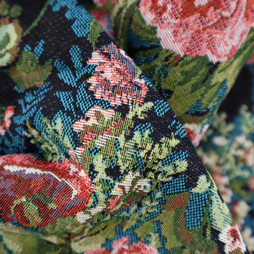 ゴブラン織り生地 ジャガード織り 花柄 バラ ヴィンテージ ボタニカル