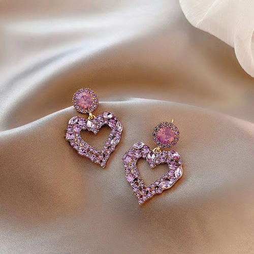 パープル系 ビジュー ピアス ハンドメイド イヤリング変更可