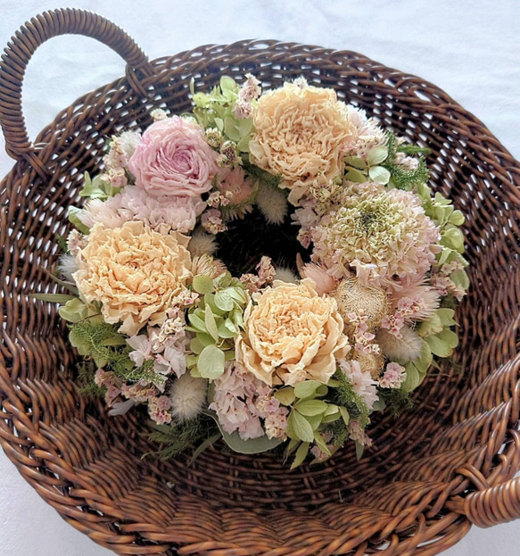 sale〛リース − 芍薬 × ラナンキュラス − ドライフラワー hana