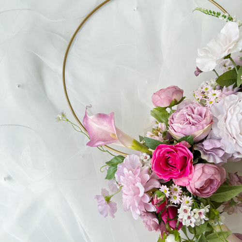 7日で届く！】完成品ブーケ ピンク フープブーケ こちらのお写真の