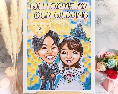 似顔絵オーダー　ウェルカムボード　結婚式　結婚祝い　ウェルカムスペース　仮装 似顔絵オーダー 結婚式 ウェルカムボード ウェルカムスペース